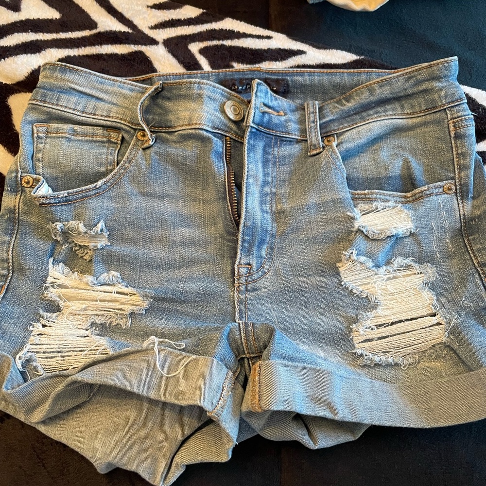 Aeropostale High Rise Midi Jean Shorts